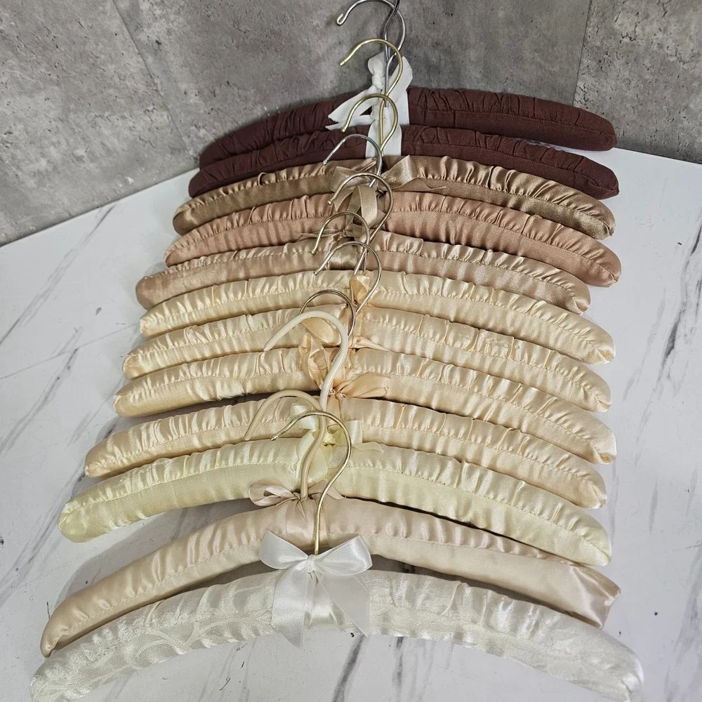 Lot of 12 Satin Padded Clothes Hangers Mixed Colors Boutique Closet Decor